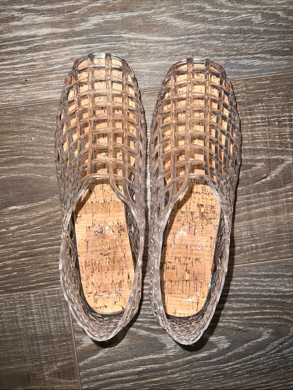 Clear Woven Jelly Flats with Cork Insole - Women